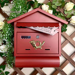boîte lettres rouge rustique murale motif gâteau postal or fixée