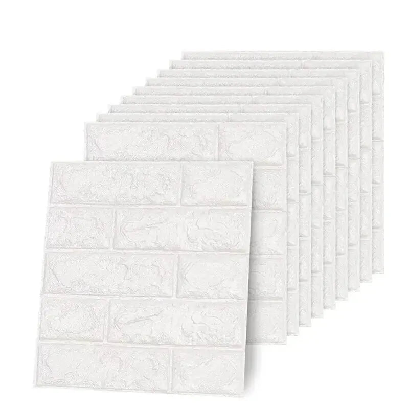 sticker mural brique blanc rose rouge adhésif moderne 10 pièces 35cm 38.5cm