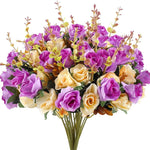 bouquet roses artificielles soie mariage rose vif jaune crème violet foncé bleu orange vert