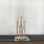 support bougie moderne or transparent cinq têtes mariage décoration table centerpiece decorative