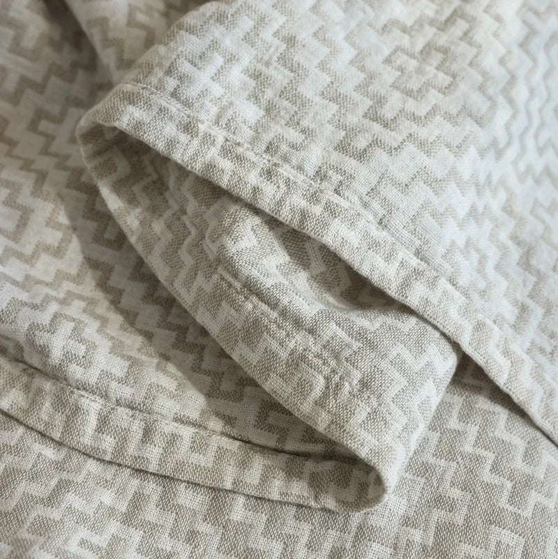 couverture coton moderne motif géométrique gris blanc portable voyage 200x230cm