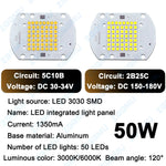panneau led intégré 50w blanc 50 diodes smd aluminium moderne 3000k 6000k