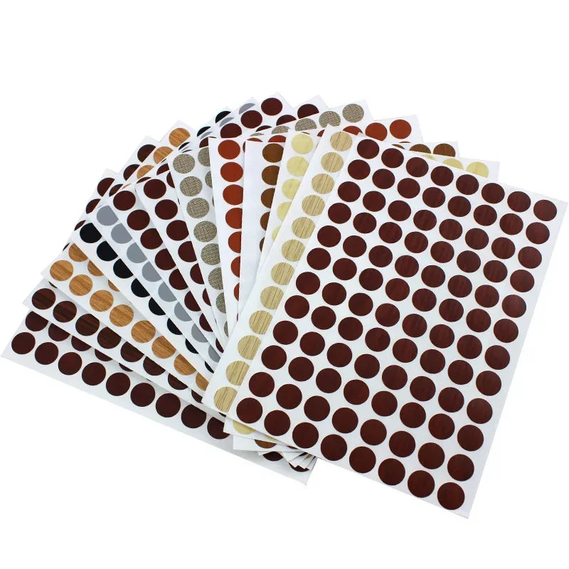 autocollants marron doré vis décoration tiroir meuble bois texture points circulaires résistants eau 96pcs