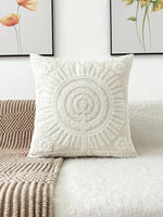 coussin polyester brodé fleurs géométrique blanc fermeture glissière décor chambre simple chic