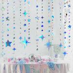 guirlande décorative festif étoiles lunes cercles iridescent mariage anniversaire eid mubarak holographique brillant