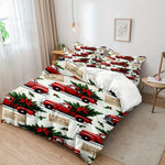 ensemble literie impression 3d camions noel blanc rouge vert oreillers taies doreiller drap plat