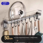 organisateur porte couverts mural gris métallisé moderne crochets adhésif lisse brillant cuisine ustensiles