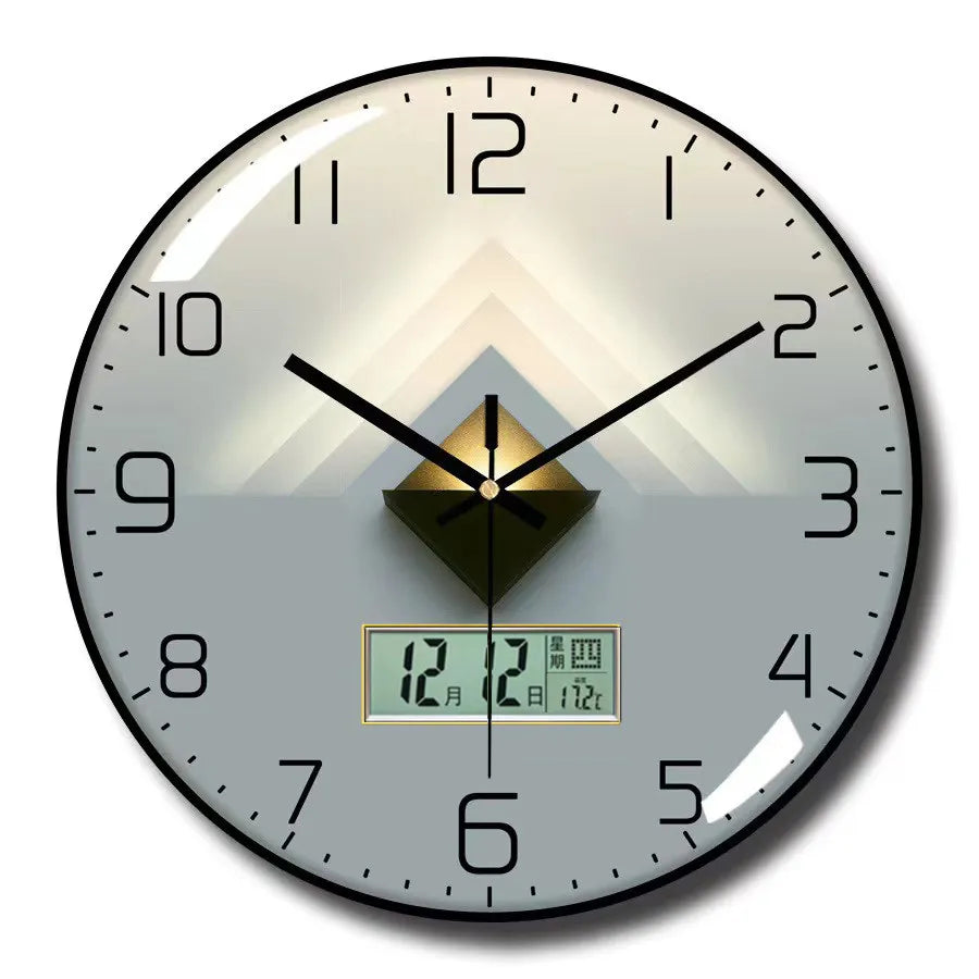 horloge murale digitale abstraite cadre doré aiguilles numériques quartz moderne