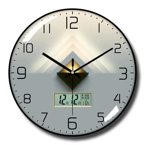 horloge murale digitale abstraite cadre doré aiguilles numériques quartz moderne