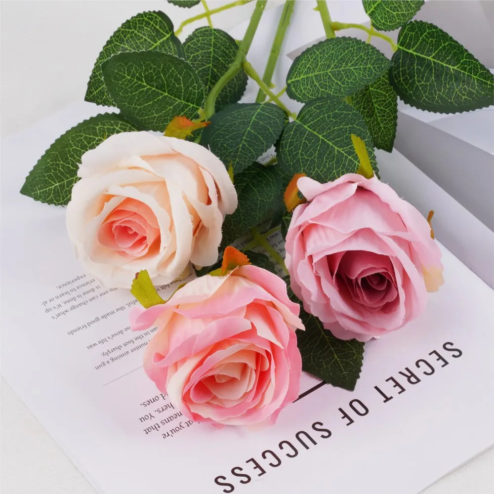bouquet fleurs artificielles soie roses classiques intérieur décoration maison blanc rose rouge bleu anniversaire