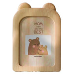 cadres photo décoration animaux tête souris girafe ours aspect bois clair rotatif beige marron
