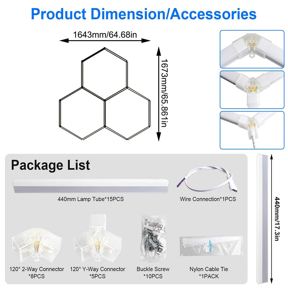 plafonnier led blanc moderne forme hexagonale nid d'abeille salon salle conférence