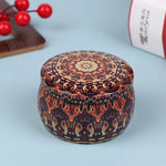boîte ronde rangement cosmétique décorative motif floral boho chic pot stockage bijoux maquillage