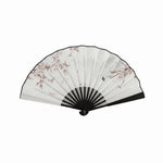 éventails pliants traditionnels chinois fleurs papillons calligraphie paysages noir blanc bleu gris rose support