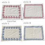 serviettes coton brodé fleurs traditionnelles blanc bleu rouge 37x29cm casa restaurant