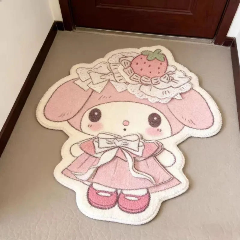 tapis sol doux moelleux motif dessin animé fille chambre rose violet blanc mignon