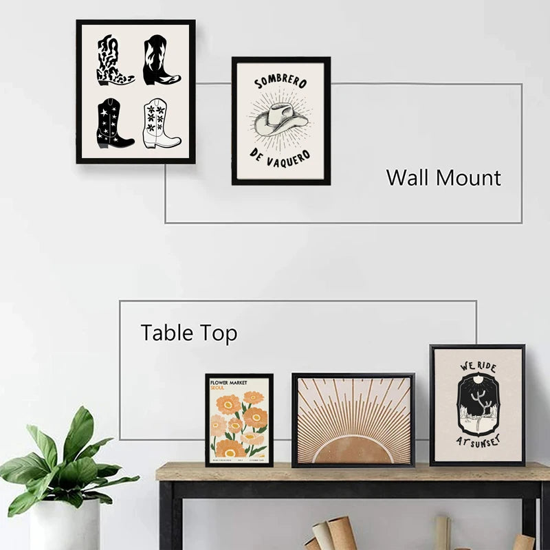 cadres photo modernes fleurs roses textes minimalistes noir blanc beige verre transparent trois pièces