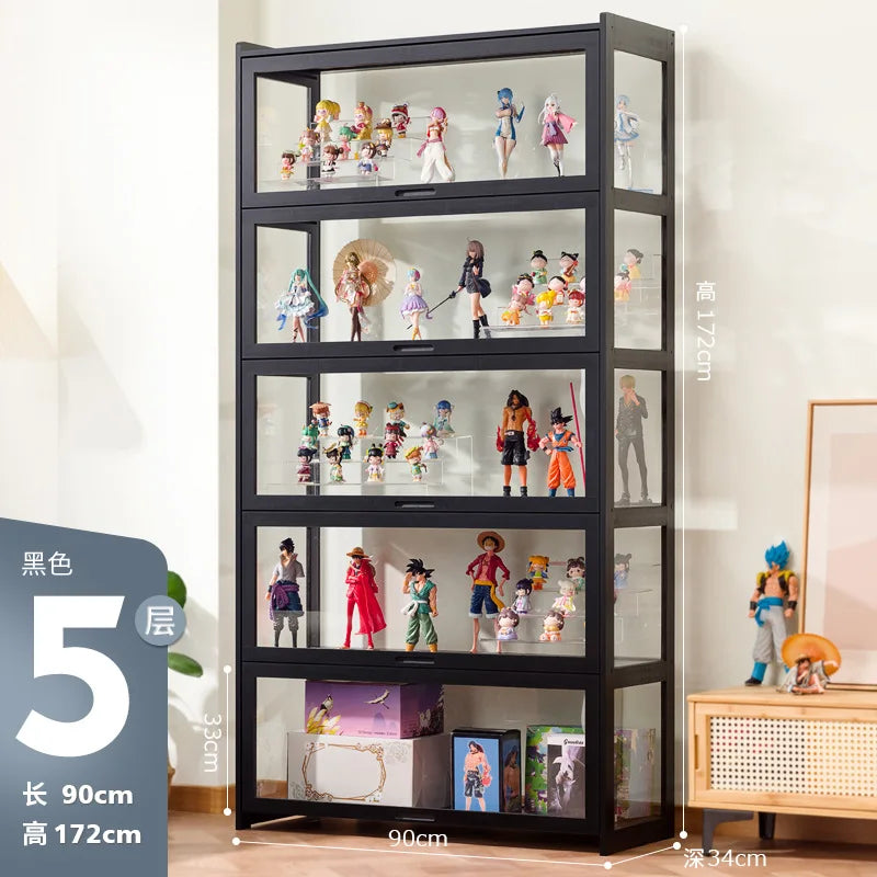 étagère noire moderne grande taille acrylique anti poussière transparente minimalistesintérieur