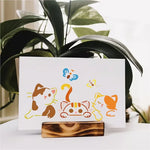 stencils blancs animaux chatons papillons drapeaux dessin animé decoration murale bricolage maison
