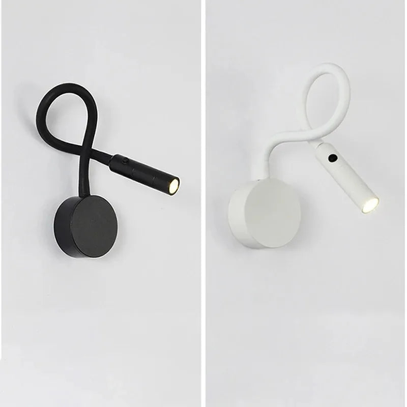 Applique murale LED moderne en noir avec bras flexible pour éclairage d'étude