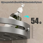 étagère murale triangulaire salle bain gris métal crochets rangement douche moderne autocollante