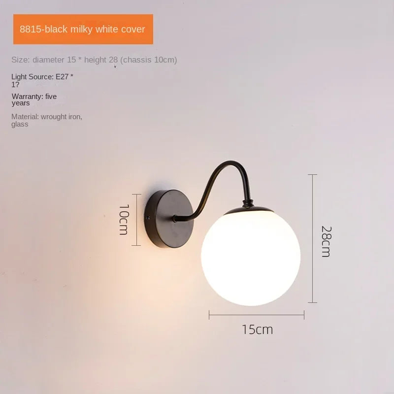 lampe murale moderne appliquée verre noir doré brillante chambre entrée fixée minimaliste lumière led