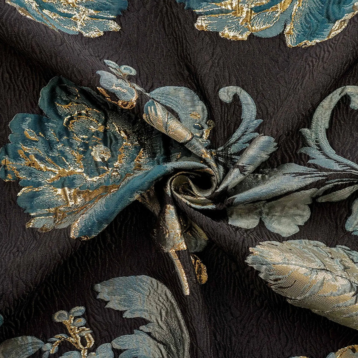 tissu imprimé floral brodé noir élégant polyester largeur 140cm classique tissu jacquard fil teint