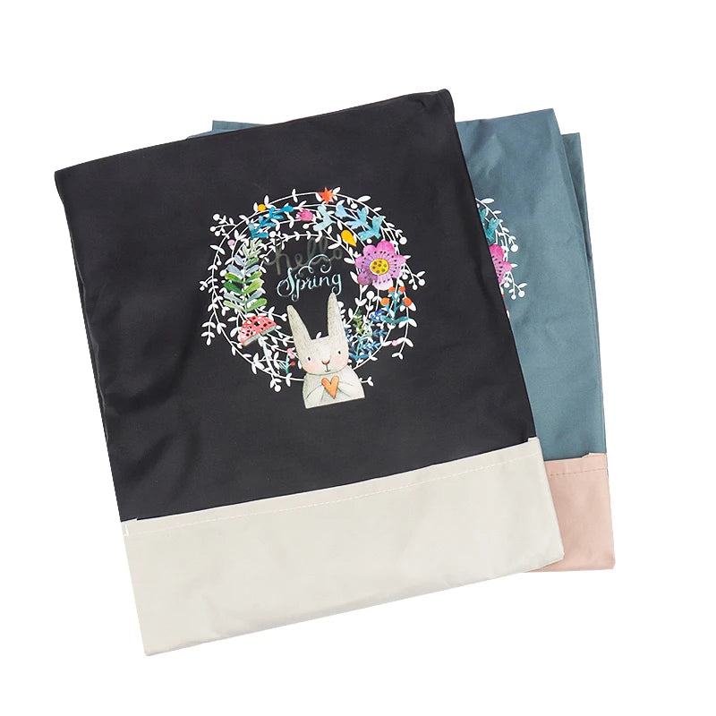 tablier imprimé floral lapin noir rose gris beige moderne décontracté élastique ajustable poche avant