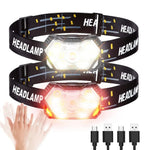 lampe frontale noire rayures jaunes led motion sensor ceinture ajustable camping
