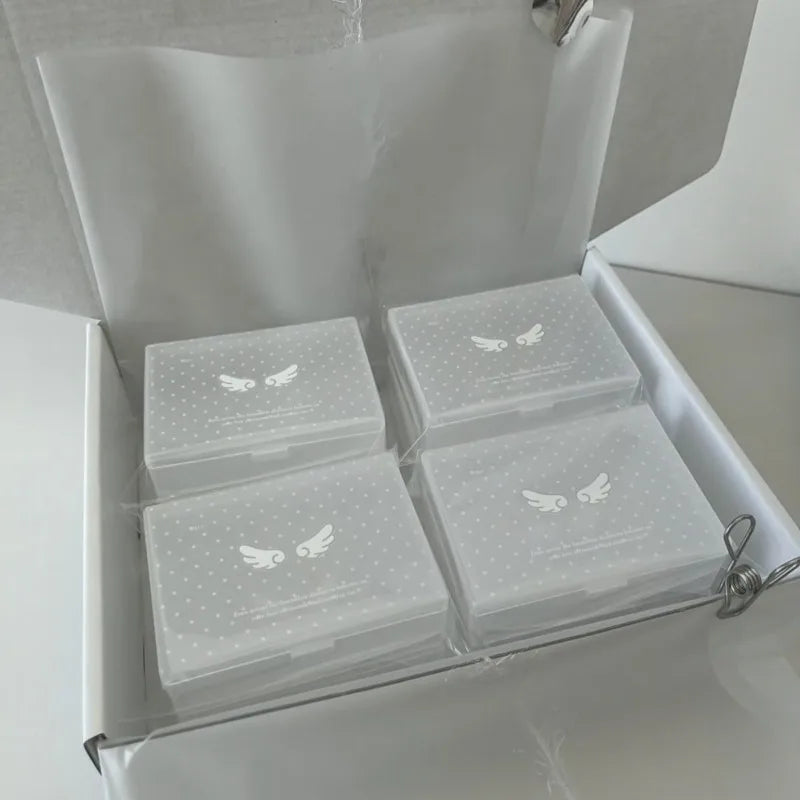 boîtes rangement transparentes points blancs ailes poignées moderne minimaliste chống bụi bảo vệ