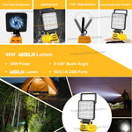 lampe travail led jaune moderne robuste interrupteur luminosité port usb poignée transport sans fil