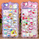 autocollants 3D animaux mignons fruits gâteaux nuages coeurs kawaii adhésifs