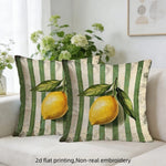 coussin décoratif carré motif citronnier bleu jaune vert moderne canapé salon intérieur extérieur