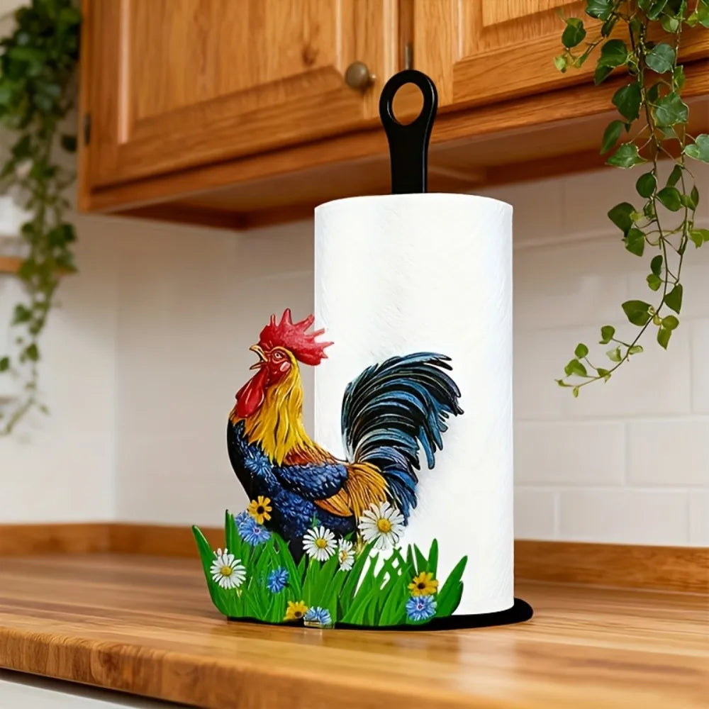 porte rouleau papier coq décoratif motif floral rustique décoration maison serviettes essuie tout multiple