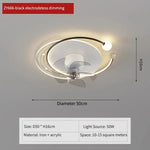 ventilateur moderne sphères blanches anneaux dorés télécommande lumière led salon luxe