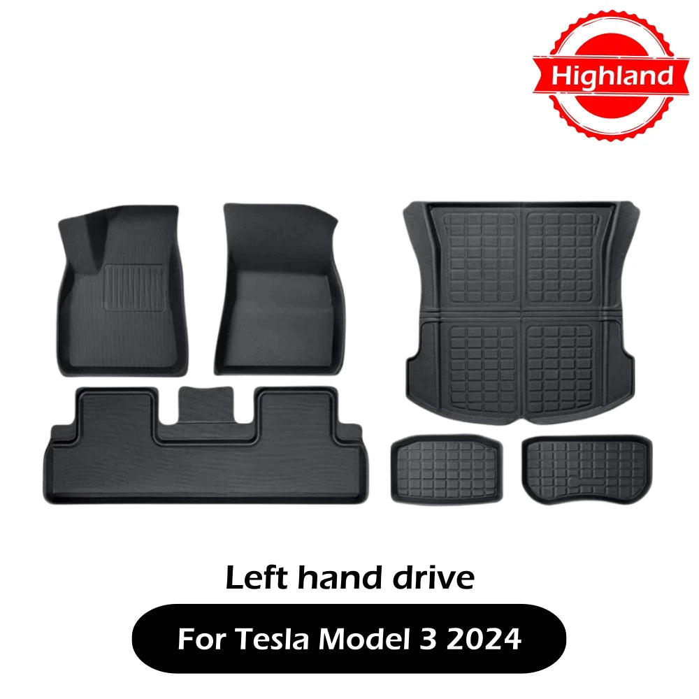 tapis sol 3d luxueux noir moderne tesla 2017 2024 tissé étanche