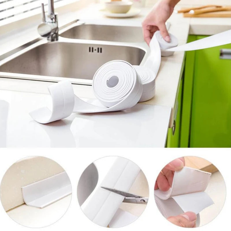 bande étanchéité autoadhésive résistante eau blanc gris moderne minimaliste carreaux veinés ciseaux