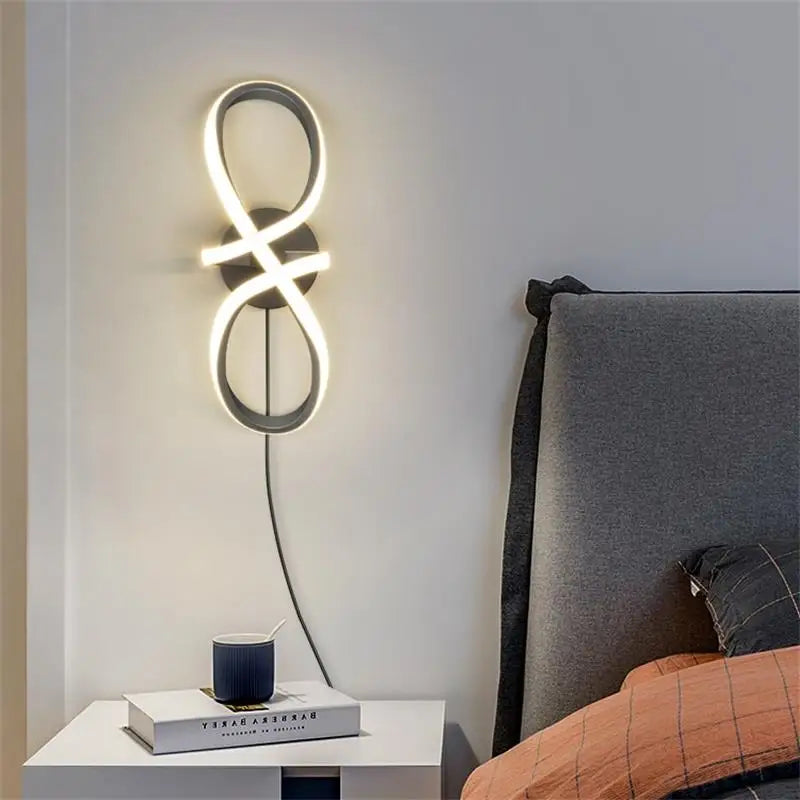 applique murale moderne aluminium noir blanc contemporain spirale fixée mur