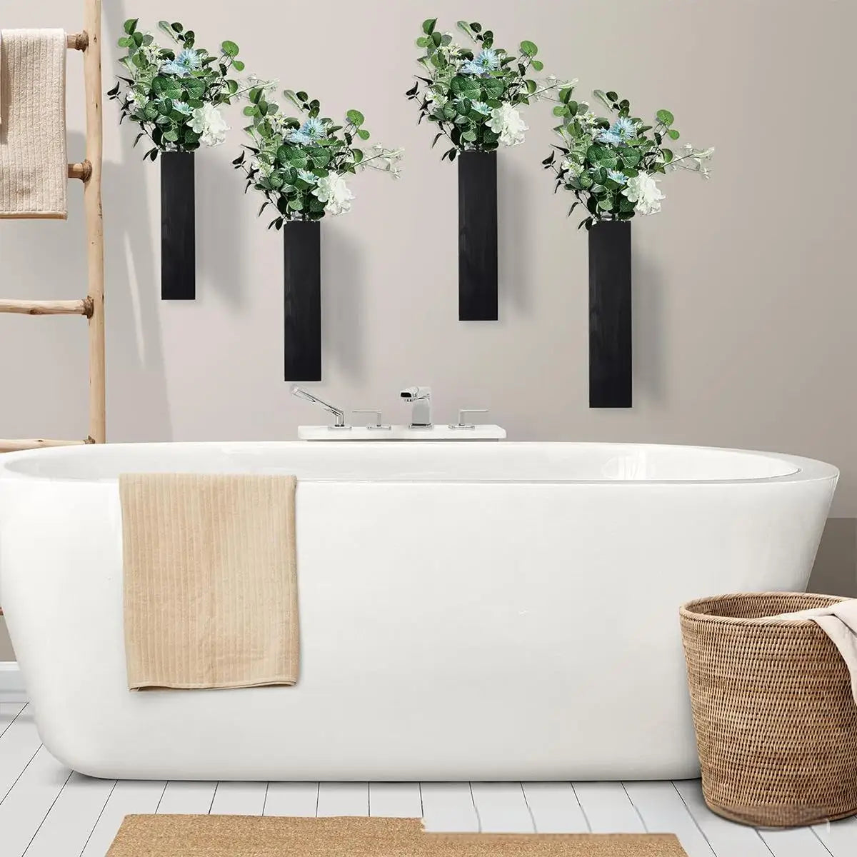 Vue de côté de la jardinière murale noire pour plantes d'intérieur