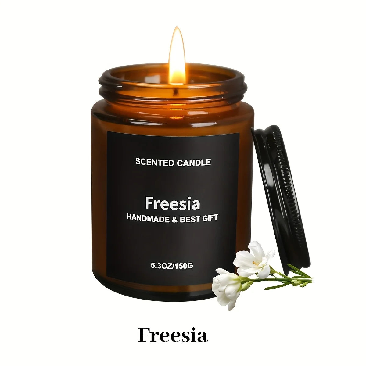 bougies parfumées aromathérapie marron clair sans motif moderne 35 heures soja vanille jasmin citron