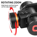 lampe frontale led rechargeable noire orange ceinture ajustable mode bas moyen haut étanche camping