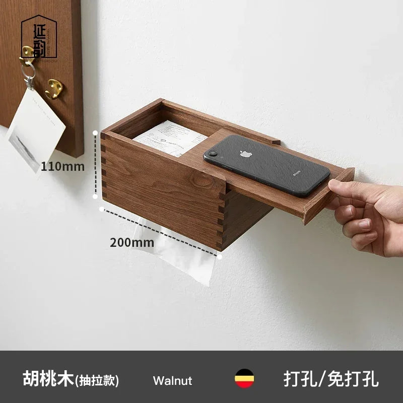 boîte mouchoirs bois minimaliste adhésive amovible moderne salle bain élégante hygiène papier toilette tissu