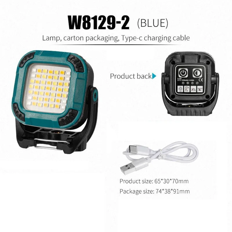 lampe led portable camping travail rechargeable bleu turquoise noir robuste