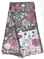 tissu africain dentelle verte brodée floral transparent élégant robe haute qualité yards