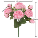 bouquet fleurs artificielles rose pivoine gypsophila mariage anniversaire décoration intérieureextérieur 30cm