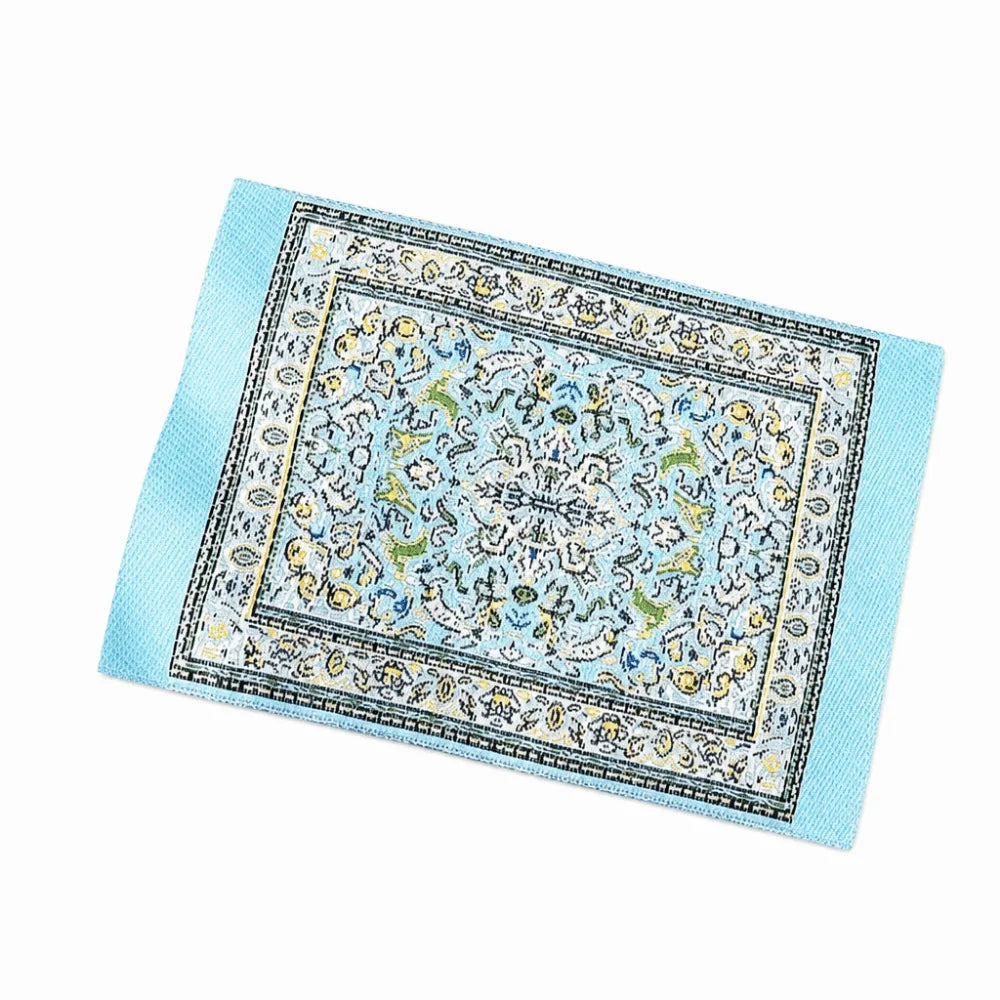 tapis miniature floral tissé classique couleurs vives franges accessoire poupée ornements géométriques 10.7cm 7cm