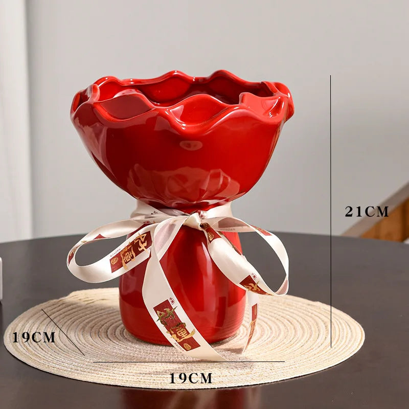 vase floral vintage élégant petite décoration maison moderne rose rouge noir blanc