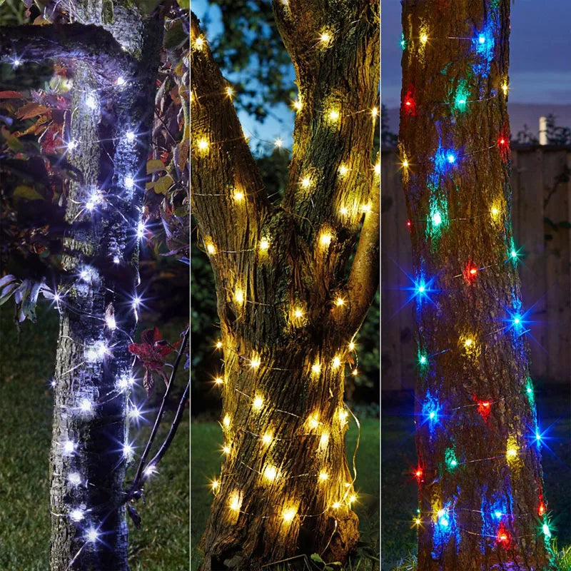 guirlande lumineuse led fil cuivre vert decoration exterieur jardin Noel halloween imperméable