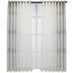 rideau blanc tulle translucide feuilles découpées moderne salon chambre décoration fenêtre anneaux classique