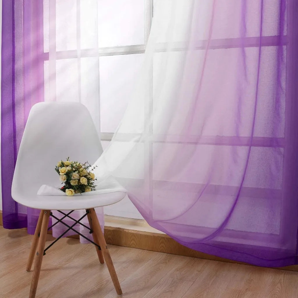 rideaux gris violet bleu noir dégradés transparents moderne tringle tissu léger fenêtre chambre salonhôtel